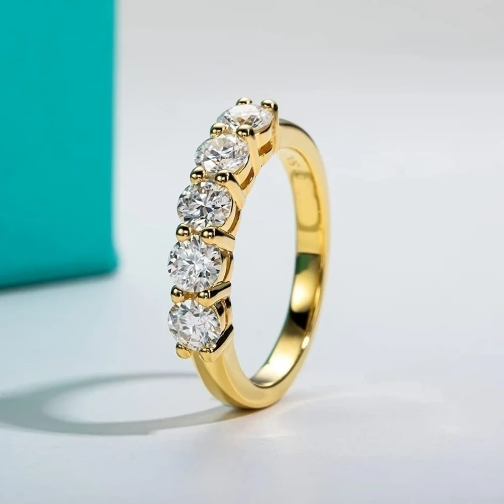 Certified 14k Yellow Gold 1.50ct Diamond Ring Engagement Moissanite 925 Wedding
